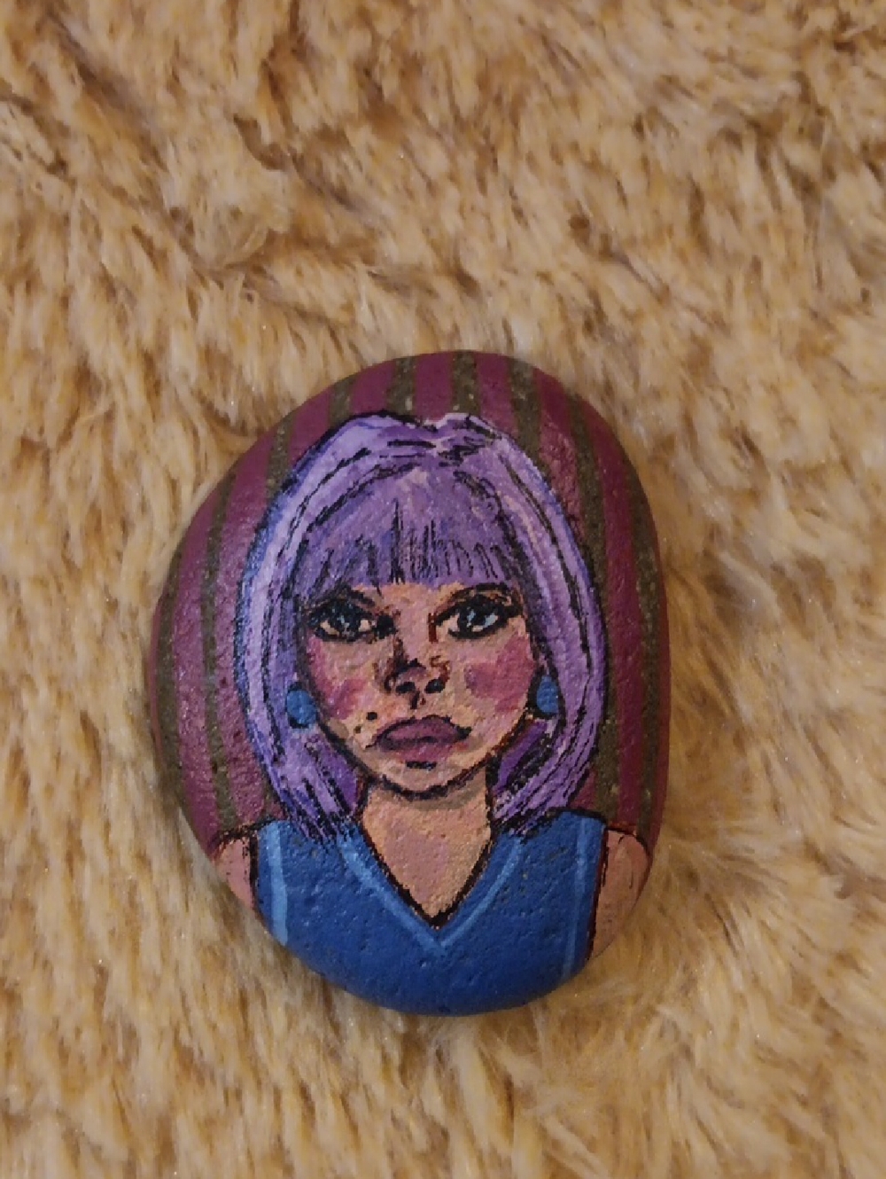 🚫Hand-Painted Portrait River Rocks-Colorful Face🚫Excluded From Sale - Picture 4 of 10